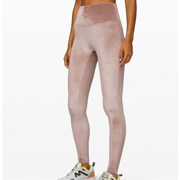 LULULEMON Wunder Lounge High Rise Velvet Leggings Women's Size 10 Pink Oak - Picture 9 of 9